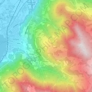 Mapa topográfico Grignaghe, altitude, relevo