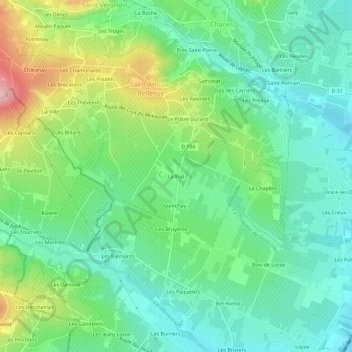 Mapa topográfico La Piat, altitude, relevo