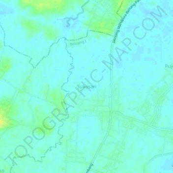 Mapa topográfico Sukosari, altitude, relevo