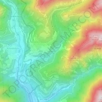Mapa topográfico Les Ragias, altitude, relevo