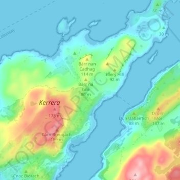 Mapa topográfico Balliemore, altitude, relevo