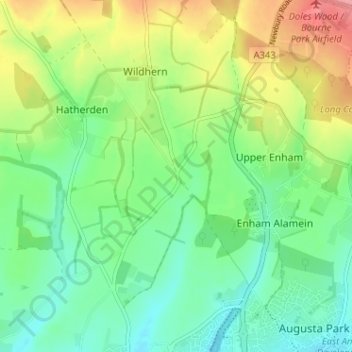 Mapa topográfico Charlton Down, altitude, relevo