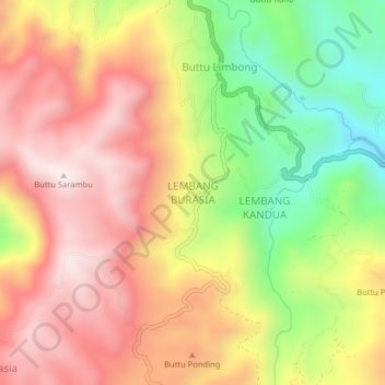 Mapa topográfico LEMBANG BURASIA, altitude, relevo