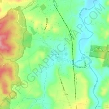 Mapa topográfico Taradale, altitude, relevo