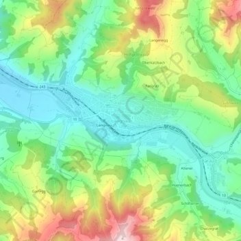 Mapa topográfico Langnau, altitude, relevo