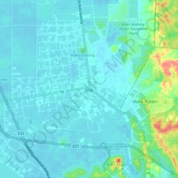 Mapa topográfico Ijok, altitude, relevo