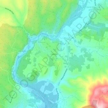 Mapa topográfico Chazotte, altitude, relevo