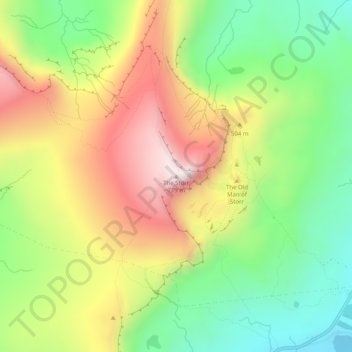Mapa topográfico The Storr, altitude, relevo