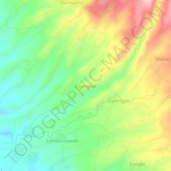 Mapa topográfico Cijengkol, altitude, relevo