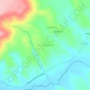 Mapa topográfico Por Enquanto, altitude, relevo