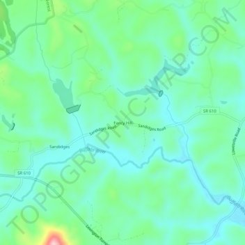Mapa topográfico Fancy Hill, altitude, relevo