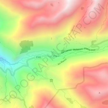 Mapa topográfico Miguir, altitude, relevo