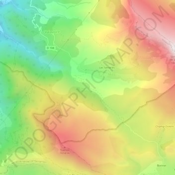 Mapa topográfico Gigouret, altitude, relevo
