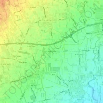 Mapa topográfico Cà Ferronato, altitude, relevo