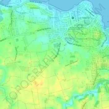 Mapa topográfico Boissière, altitude, relevo