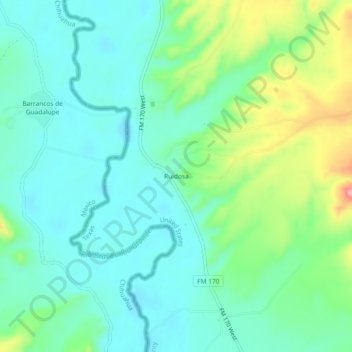Mapa topográfico Ruidosa, altitude, relevo