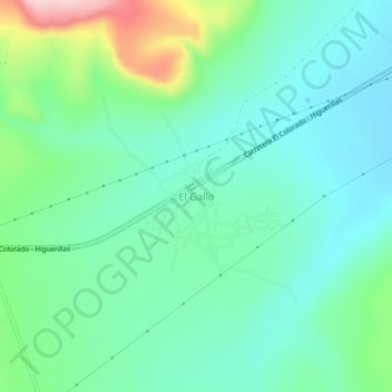 Mapa topográfico El Gallo, altitude, relevo
