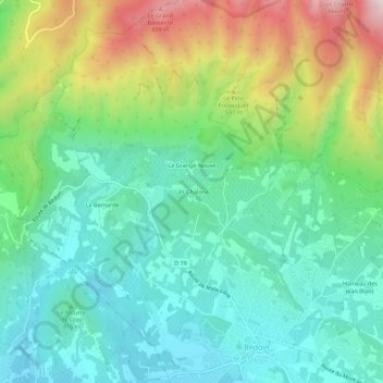 Mapa topográfico Les Chalons, altitude, relevo
