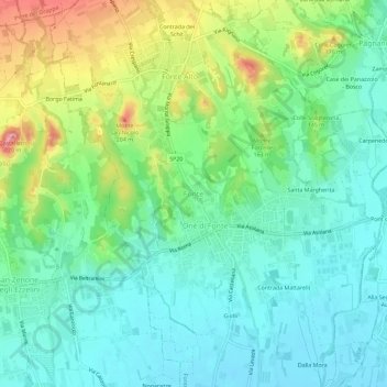 Mapa topográfico Fonte, altitude, relevo
