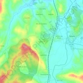 Mapa topográfico Camparca, altitude, relevo
