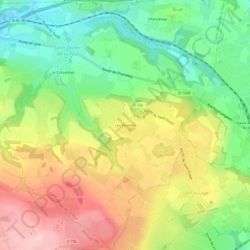 Mapa topográfico Les Rivoires, altitude, relevo