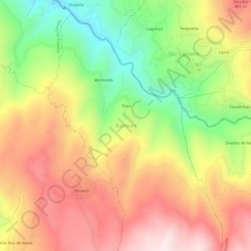 Mapa topográfico Ramires, altitude, relevo