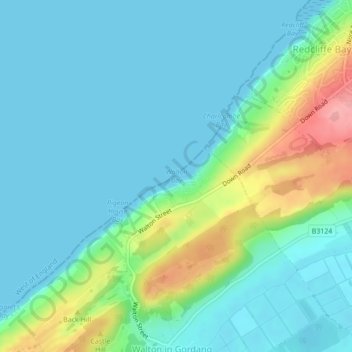 Mapa topográfico Walton Bay, altitude, relevo