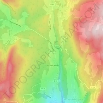 Mapa topográfico Jalinard, altitude, relevo