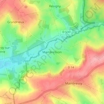 Mapa topográfico Mainbresson, altitude, relevo