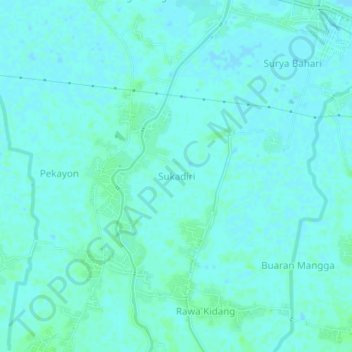 Mapa topográfico Sukadiri, altitude, relevo