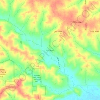 Mapa topográfico Ash Grove, altitude, relevo