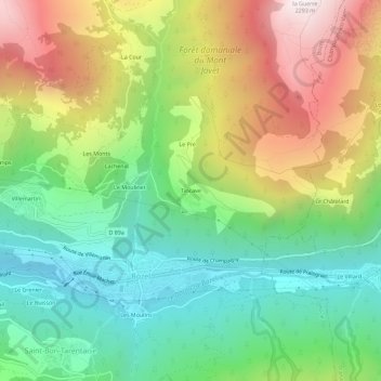 Mapa topográfico Tincave, altitude, relevo