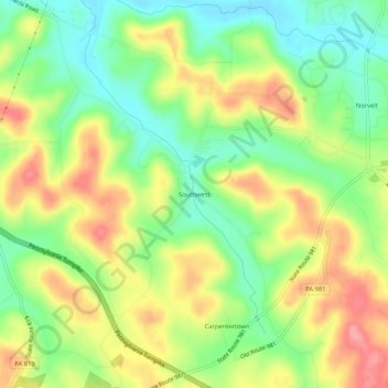 Mapa topográfico Southwest, altitude, relevo