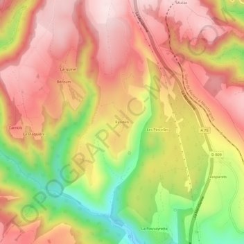 Mapa topográfico Randels, altitude, relevo