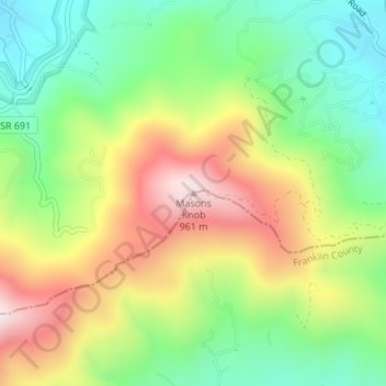 Mapa topográfico Masons Knob, altitude, relevo