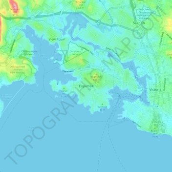 Mapa topográfico Esquimalt, altitude, relevo