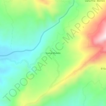 Mapa topográfico Nuevo Mundo, altitude, relevo