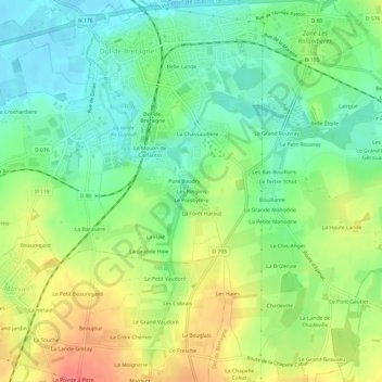 Mapa topográfico Les Ringlins, altitude, relevo