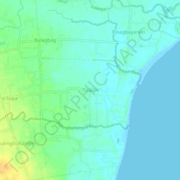 Mapa topográfico Ticalan, altitude, relevo