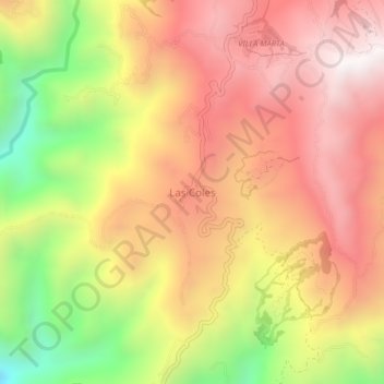 Mapa topográfico Las Coles, altitude, relevo