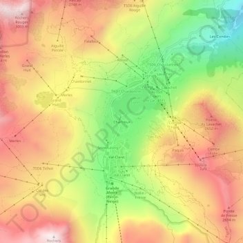 Mapa topográfico Chartreux, altitude, relevo