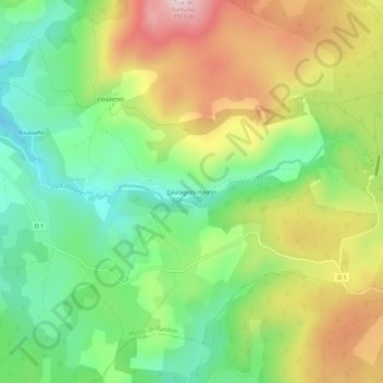 Mapa topográfico Coulagnes-Hautes, altitude, relevo