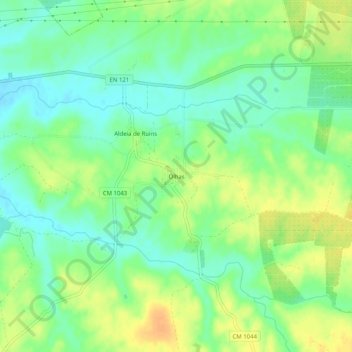 Mapa topográfico Olhas, altitude, relevo
