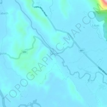 Mapa topográfico Salog, altitude, relevo