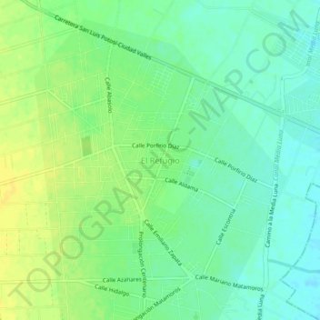 Mapa topográfico El Refugio, altitude, relevo