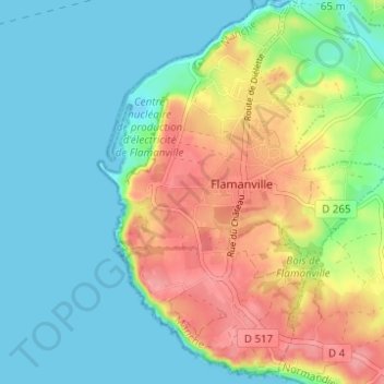 Mapa topográfico Marcanville, altitude, relevo