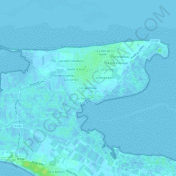 Mapa topográfico Les Martineau, altitude, relevo