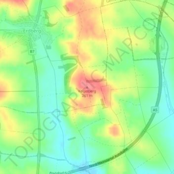 Mapa topográfico Kogelberg, altitude, relevo