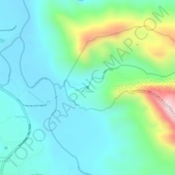 Mapa topográfico 27 Charcos, altitude, relevo
