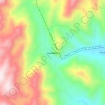 Mapa topográfico Jaguarana, altitude, relevo